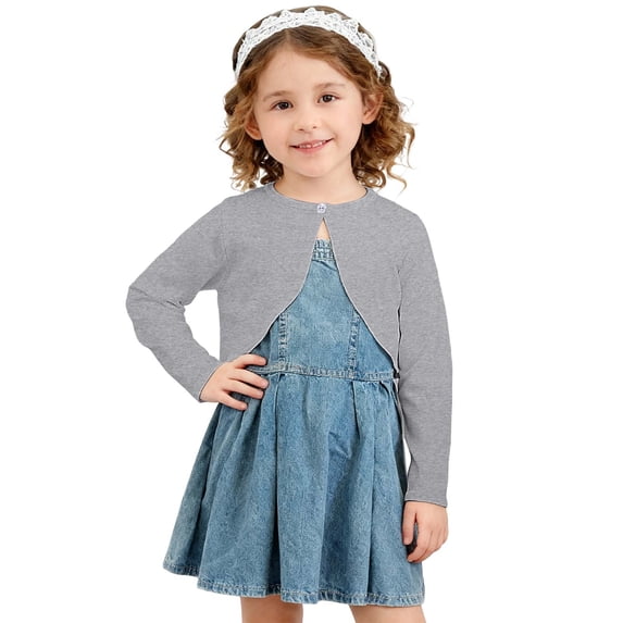 SGMVNU Girl Cozy Sweater Fall Tops - Soft Knit Cardigan with Floral Beads, Comfortable Open Front Coat for Girls Everyday Wear, Gifts for Girls Kids(Size3-4 Years,z251114_4-Grey)