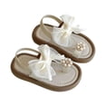 thumbnail image 1 of SGMVNU Girl's Bowknot Sandals Summer Open Toe Flip Flops Boho Dress Sandal Rubber Sole Back Strap Lightweight Beach Casual Shoes Beige Size 5.5-6 Years, 1 of 8