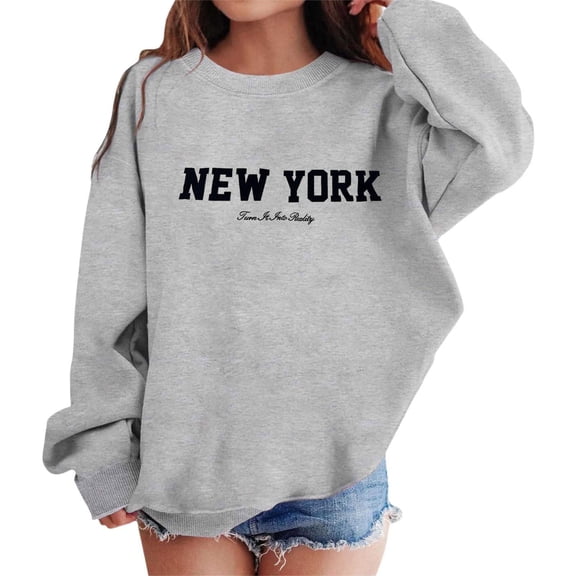 SGMVNU Girl's Cute Graphic Crewneck Sweatshirt 5-6 Years Long Sleeve Drop Shoulder Pullover Shirt Tops Teen Girls Fashion Sweatshirts Grey