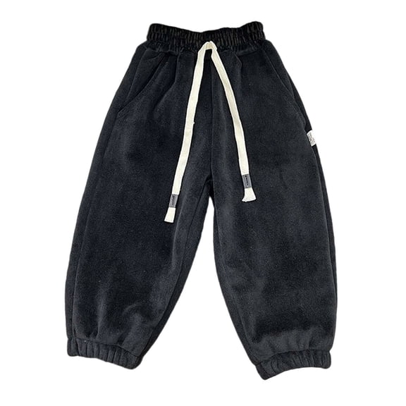 SGMVNU Girl's Sweatpants, Winter Warm Thick Joggers Trousers for Girl, Kids Casual Jogger Pants with Drawstring and Pockets(Size 9-10 Years, Black)