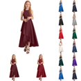 thumbnail image 1 of SGMVNU Girl's Formal Dresses Party Gown for Recital Performance Elegant Sleeveless Summer Solid Color Dress for Girls (Brick Red Size 9-10 Years), 1 of 4