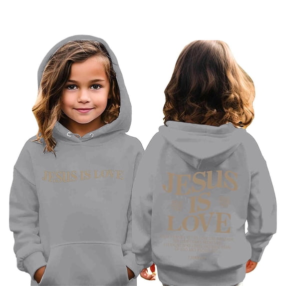 SGMVNU Girl's Graphic Hoodie Inspirational 9-10 Years Hooded Sweatshirt for Boys Cute Cartoon Graphic Hoodies Kids Autumn Outfit Streetwear Grey