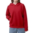 thumbnail image 1 of SGMVNU Girl's Long Sleeve Hooded Sweatshirt with Pockets 9-10 Years Oversized Classic Solid Color Hoodies, Girls Cute Pullovers Tops Red, 1 of 9
