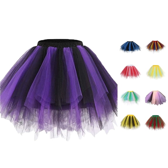 SGMVNU Girl's Tulle Skirt for Age 6-10 Years Kids Colorful Asymmetrical Mesh Tutu Skirt Multi Layered Ballet Skirts, Purple, One Size