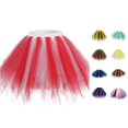 thumbnail image 1 of SGMVNU Girl's Tulle Skirt for Age 6-10 Years Kids Colorful Asymmetrical Mesh Tutu Skirt Multi Layered Ballet Skirts, Red, One Size, 1 of 3