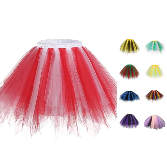 SGMVNU Girl's Tulle Skirt for Age 6-10 Years Kids Colorful Asymmetrical Mesh Tutu Skirt Multi Layered Ballet Skirts, Red, One Size