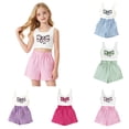thumbnail image 1 of SGMVNU Girls 2 Piece Outfits Cute Bowknot Print Sleeveless Crop Tank Top and High Waist Shorts Play Set Kids Summer Clothes, Size 10-11 Years, Pink, 1 of 5