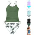 thumbnail image 1 of SGMVNU Girls 2 Piece Swimsuit Adjustable Double Strap Tankini Swimwear Set Beach Full Coverage Padded Bathing Suit, Size 13-14 Years, Green, 1 of 4