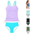 thumbnail image 1 of SGMVNU Girls 2 Piece Swimsuit Adjustable Double Strap Tankini Swimwear Set Beach Full Coverage Padded Bathing Suit, Size 13-14 Years, Purple, 1 of 5