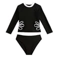 thumbnail image 1 of SGMVNU Girls 2 Piece Swimsuits Rash Guard Long Sleeve Ruffle Swim Top with Ruffle Shorts Cute Floral Bathing Suit for Age 12-13 Years, H1-Black, 1 of 3