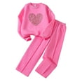 thumbnail image 1 of SGMVNU Girls 2 Pieces Athletic Sweatsuit Sequin Heart Pattern Casual Sweatshirts and Pants Long Sleeve Pullover Outfits Sets, Size 8-9 Years, Hot Pink-1, 1 of 9