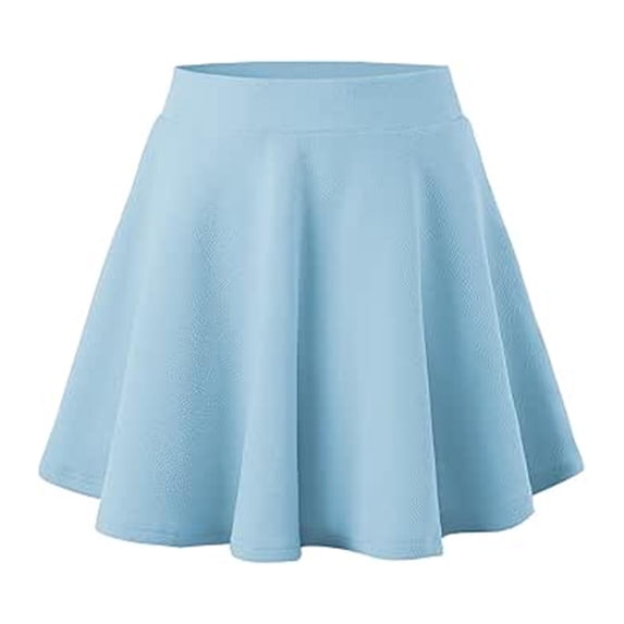 SGMVNU Girls Athletic Tennis Skater Skirt Summer Casual Solid Color Stretch High Waist Flowy Mini Skirt, Szie 5-6 Years, Sky Blue