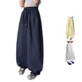 thumbnail image 1 of SGMVNU Girls Baggy Cargo Pants Casual Parachute Trousers Drawstring Lightweight Loose Sweat Pants with Pockets, Size 15-16 Years, Navy, 1 of 5