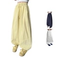 thumbnail image 1 of SGMVNU Girls Baggy Cargo Pants Casual Parachute Trousers Drawstring Lightweight Loose Sweat Pants with Pockets, Size 5-6 Years, Yellow, 1 of 8