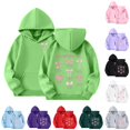 thumbnail image 1 of SGMVNU Girls Bow Printed Preppy Hoodie Tops Soft Loose Sweatshirts with Pockets Fashion Fall Winter Clothes for Kids, Size 5-6 Years, Green, 1 of 6