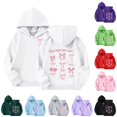thumbnail image 1 of SGMVNU Girls Bow Printed Preppy Hoodie Tops Soft Loose Sweatshirts with Pockets Fashion Fall Winter Clothes for Kids, Size 9-10 Years, White, 1 of 6