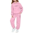 thumbnail image 1 of SGMVNU Girls Boys 2 Piece Outfits Sweatsuit Pullover Hoodie and Sweatpants with Pockets Tracksuits Kids Fall Winter Outfits, Size 3-4 Years, Pink, 1 of 4