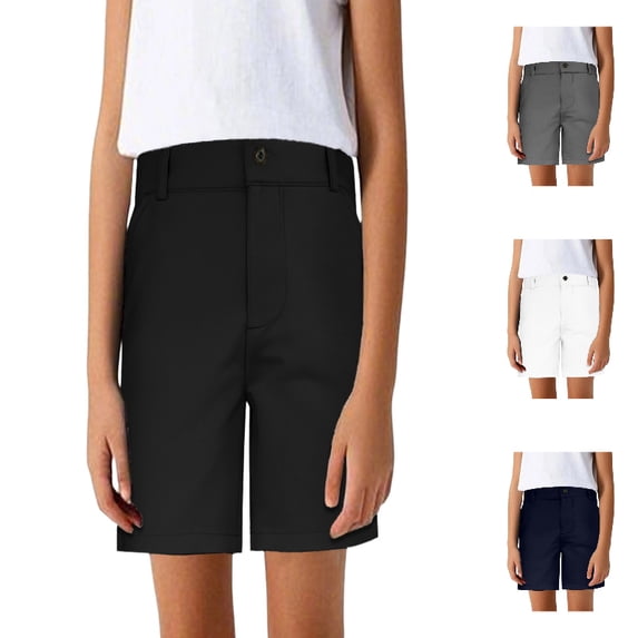 SGMVNU Girls Boys Bermuda Shorts Kids School Uniform Vintage Suit Shorts Straight Leg Stretch Graduation Ceremony Outfits Size: 5-6 Years Black