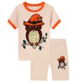 thumbnail image 1 of SGMVNU Girls Boys Cute Pattern Printed Pj's Toddler Kids Baby Boys Cartoon Printed Cute Casual T Shirt Grid Shorts Outfits(Size 8-9 Years,Khaki), 1 of 3