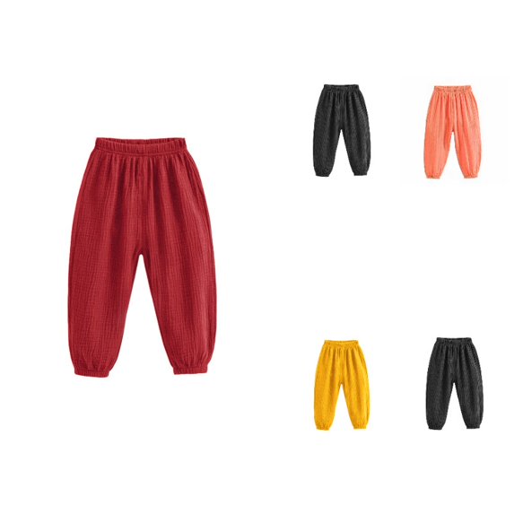 SGMVNU Girls Boys Elastic Waist Summer Pants Soft Summer Harem Pants Fall Solid Color Long Pants Brick Red Size 12-24 Months