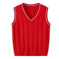 thumbnail image 1 of SGMVNU Girls Boys School Sweater Vest V Neck Sleeveless Sweaters Kids Ribbed Knitted Pullover Knitwear Crop Tops Casual Clothes(Size 2-3 Years,Red), 1 of 3