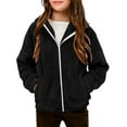 thumbnail image 1 of SGMVNU Girls Boys and Toddlers Polar Full-Zip Jacket With Pockets for Children 5-18 Years, Long Sleeve Fall Spring Coat for Fall Winter(Size 9-10 Years, nz1023_F-Black), 1 of 6