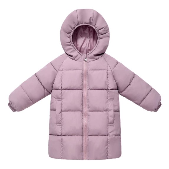 SGMVNU Girls and Boys Winter Warm Down Jacket Long Puffer Coat Hooded Padded Overcoat with Pockets for Little & Big Kids(Size 8-10 Years, Light Purple)