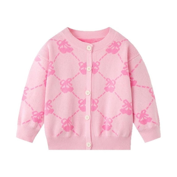 SGMVNU Girls Cardigan Sweater Size 4-5 Years School Uniforms Button Long Sleeve Cable Knit Tops Kids Fall Kintwear Outerwear Pink