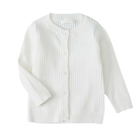 SGMVNU Girls Cardigan Sweater Size 6-7 Years School Uniforms Button Long Sleeve Cable Knit Tops Kids Fall Kintwear Outerwear White
