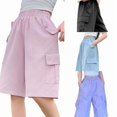 thumbnail image 1 of SGMVNU Girls' Cargo Shorts with Multi-Pockets Summer Casual Knee Length Shorts Kids Outdoor Hiking Lightweight Parachute Shorts, Size 12-13 Years, Pink, 1 of 5