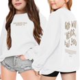 thumbnail image 1 of SGMVNU Girls Casual Long Sleeve Sweatshirt 13-14 Years Fashion Oversized Sweatshirt Letter Graphic Kids Crew Neck Cute Pullover Relaxed Fit Tops White, 1 of 7