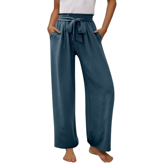 SGMVNU Girls Casual Pants For Everyday Wear Elastic Waist Long With Drawstring And Side Pockets Comfortable School Outdoor Play For Ages 6-14 Casual Pants(Size 12-13 Years,Navy)