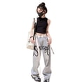 thumbnail image 1 of SGMVNU Girls Casual Pants for Everyday Wear Loose Fit Comfortable Outdoor Play Pants with Pockets for Toddler Teenage Kids Spring Summer Fall Fashion Tween Streetwear(Size 4-5 Years,Light Gray), 1 of 9