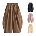 thumbnail image 1 of SGMVNU Girls Cotton Wide Leg Harem Pants Elastic Waist Baggy Palazzo Pants Casual Balloon Trousers with Pockets, Size 12-13 Years, Coffee, 1 of 3