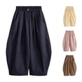 thumbnail image 1 of SGMVNU Girls Cotton Wide Leg Harem Pants Elastic Waist Baggy Palazzo Pants Casual Balloon Trousers with Pockets, Size 4-5 Years, Navy, 1 of 7