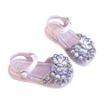 thumbnail image 1 of SGMVNU Girls' Flower Dress Sandals, Adjustable Buckle Rubber Sole Flat Summer Vacation Beach Shoes for Kids Purple Size 13, 1 of 3