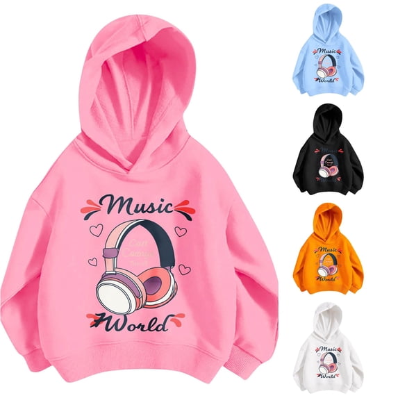 SGMVNU Girls Cute Hoodies Ribbed Hem Long Sleeve Sweatshirt Graphic Shirt Spring Fall School, Size 8-9 Years, Pink