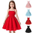 thumbnail image 1 of SGMVNU Girls Dress Summer Spaghetti Straps Smocked Ruched A Line Swing Dress Flowy Double Layered Tween Girl Party Dresses, Size 12 Years, Red, 1 of 8