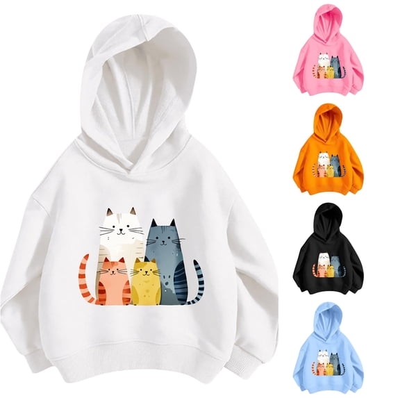 SGMVNU Girls Drop Shoulder Hoodie Long Sleeve Sweatshirt Spring Fall Preppy Clothes Daily Wear, Size 4-5 Years, White