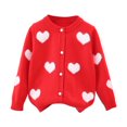 thumbnail image 1 of SGMVNU Girls Fashion Sweater Tops - Cute Flower Printed Button Down Knitting Sweaters, Long Sleeve Pullover for Children Kids Girls, Baby Girl Clothes(Size 4-5 Years,Red), 1 of 3