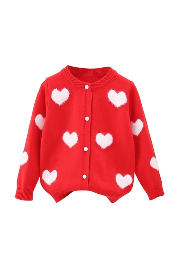Girls Fashion Sweater Tops - Cute Flower Printed Button Down Knitting Sweaters, Long Sleeve Pullover for Children Kids Girls, Baby Girl Clothes(Size 5-6 Years,Red)