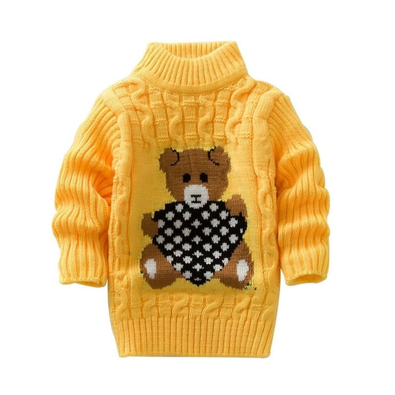 SGMVNU Girls Fashion Sweater Tops - Solid Cartoon Print Knit Pullover, Crochet Tops for Toddler Kids Baby Girls, Girl Knitwear Tops(Size 3-4 Years,Yellow)