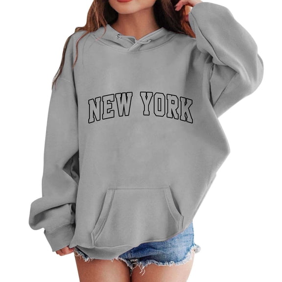 SGMVNU Girls Fashion Sweatshirts Oversized Graphic Hoodie Letter Print Crew Neck Pullover Long Sleeve Casual School Kids Clothes Grey Size 8-10 Years