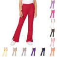 thumbnail image 1 of SGMVNU Girls Flared Pants Side Slit Bell Bottom Workout Pants Casual Trousers with Pockets Fall Clothes, Size 13-14 Years, Red, 1 of 4