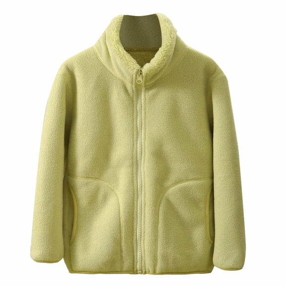 SGMVNU Girls Jacket Full Zip Warm Jackets Boys Winter Coat Windbreaker Outerwear with Pockets Kids Winter Clothes(Size 5-6 Years, Light Green)