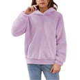 thumbnail image 1 of SGMVNU Girls Fluffy Soft Hooded Sweatshirt 6-7 Years Winter Warm Coat Outwear Zipper Pockets Fuzzy Pullover Fashion Hoodies Tops Purple, 1 of 8