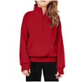 thumbnail image 1 of SGMVNU Girls Half Zip Sweatshirt 5-6 Years Quarter Zip Pullover Sweatshirts Fall Clothes for Teen Girls Thumb Hole Fashion Tops Red, 1 of 5