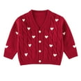 thumbnail image 1 of SGMVNU Girls Heart Pattern Cardigan Cotton Kids Cute Cardigan Sweater Long Sleeve Toddler Baby Soft Knit Cardigans Tops(Size 12-18 Months,Red), 1 of 3