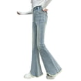 thumbnail image 1 of SGMVNU Girls Jeans Stretch Flare Comfortable Skinny Denim Pants Fashionable Teen Casual Wear Elastic Waist Soft Fabric Durable Jeans for Girls(Size 13-14 Years,en29_1-Light Blue), 1 of 5