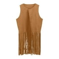 thumbnail image 1 of SGMVNU Girls Kids Fringe Vest Sleeveless Western Cowgirl Vest 60s 70s Hippie Suede Tassels Jacket for Autumn Holiday Parties(Size 3-4 Years,Khaki), 1 of 4